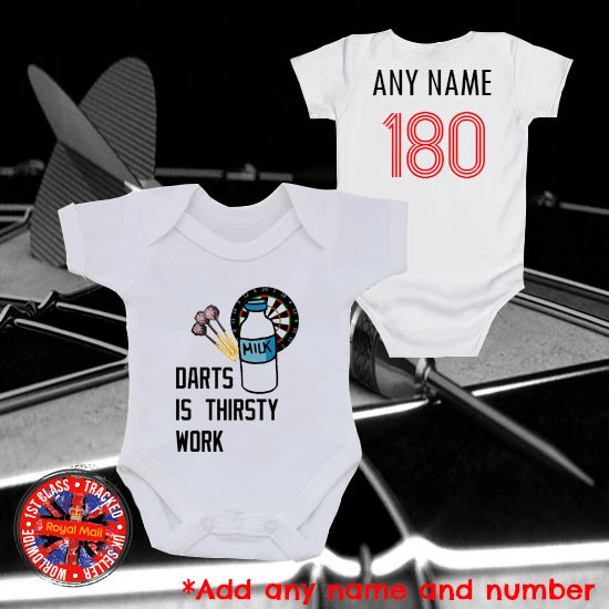 DUNNES STORES Dart Baby Grow Weste, T-Shirt personalisiert "Dart's is dursty work", Geschenk, Kinder