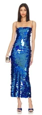 NWT THE NEW ARRIVALS BY ILKYAZ OZEL Phoenix Dress Blue Hologram FR36/US4 - $880