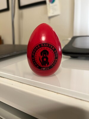 White House Easter Egg 2012 Red wooden, Barack & Michelle Obama, Bo signed paw