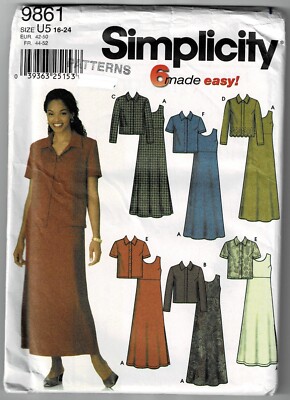 Simplicity 9203 Misses Jacket Dress Jumper Sizes 16-24 UNCUT FF