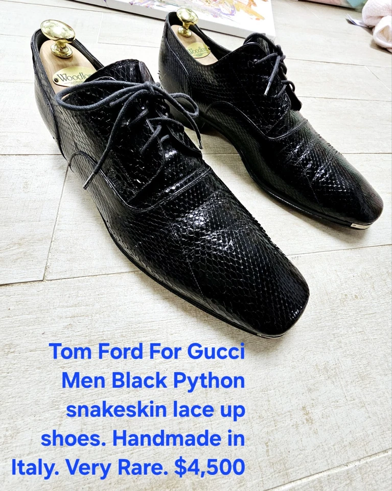 Zapatos con cordones Tom Ford para Gucci piel de serpiente pitón negros US13 Oxford raros $4,500