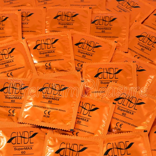 Glyde SuperMax condoms Vegan Lubricated 60mm width Natural Larger size Wider XL - Picture 7 of 8