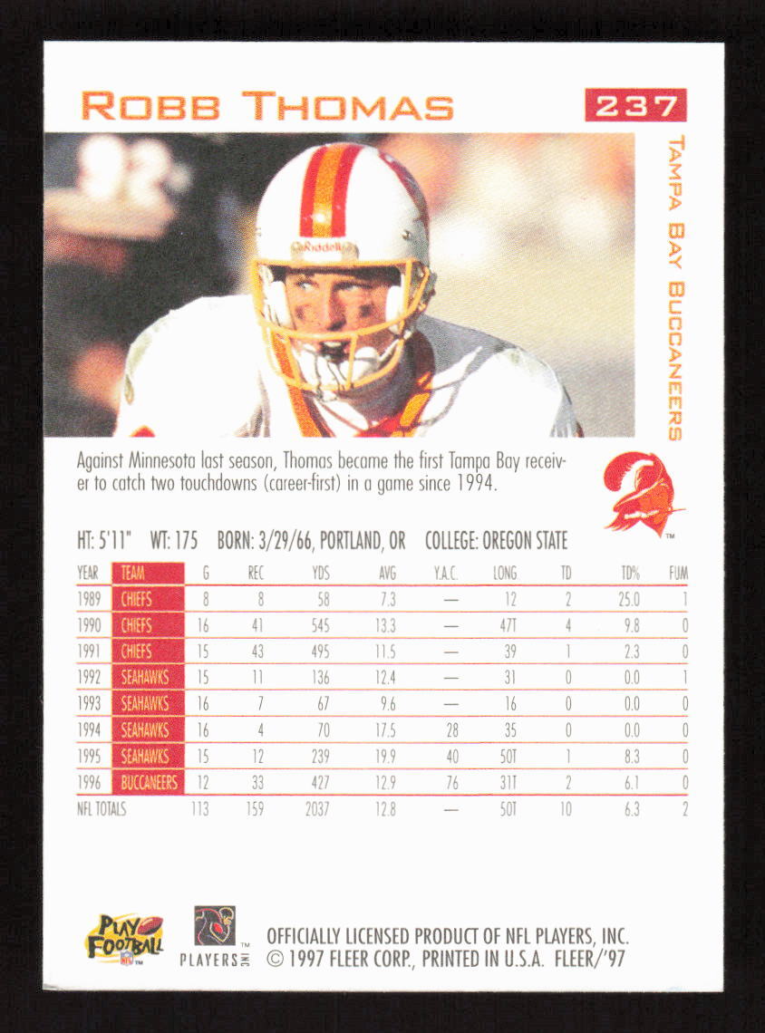 1997 Fleer #237 Robb Thomas Tampa Bay Buccaneers | eBay