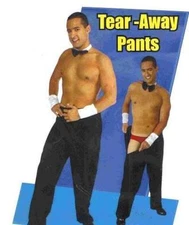 ADULT MEN TEAR AWAY RIP OFF MALE STRIPPER BLACK COSTUME PANTS CHIPPENDALE DANCER