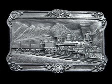 SB03125 NOS VINTAGE 1984  STEAM ENGINE TRAIN  RAILROAD BELT BUCKLE