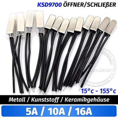 KSD9700 Thermoschalter NC / NO Temperaturschalter Thermostat 15°C - 155°C