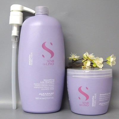 W/ PUMP Alfaparf Semi Di Lino Smoothing Shampoo 33.8oz & Mask 17.2oz