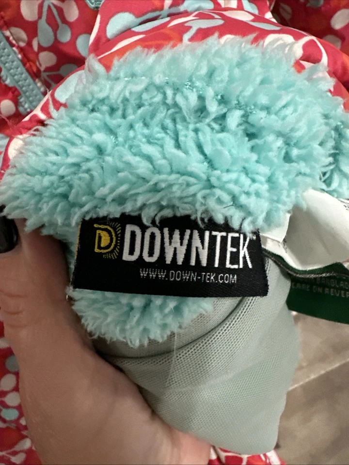 L.L. Bean Niñas Rosa Geométrico Puffer Chaqueta Sherpa Forrada Grande 14-16 Foto 3 de 4