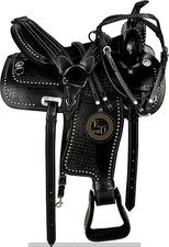 Western Barrel Leather Horse Saddle Full Tack Set. Size-10"-18" inch
