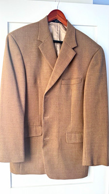 Andrew Fezza Men's Brown Herringbone Lambswool/Cashmere Blazer L 44R