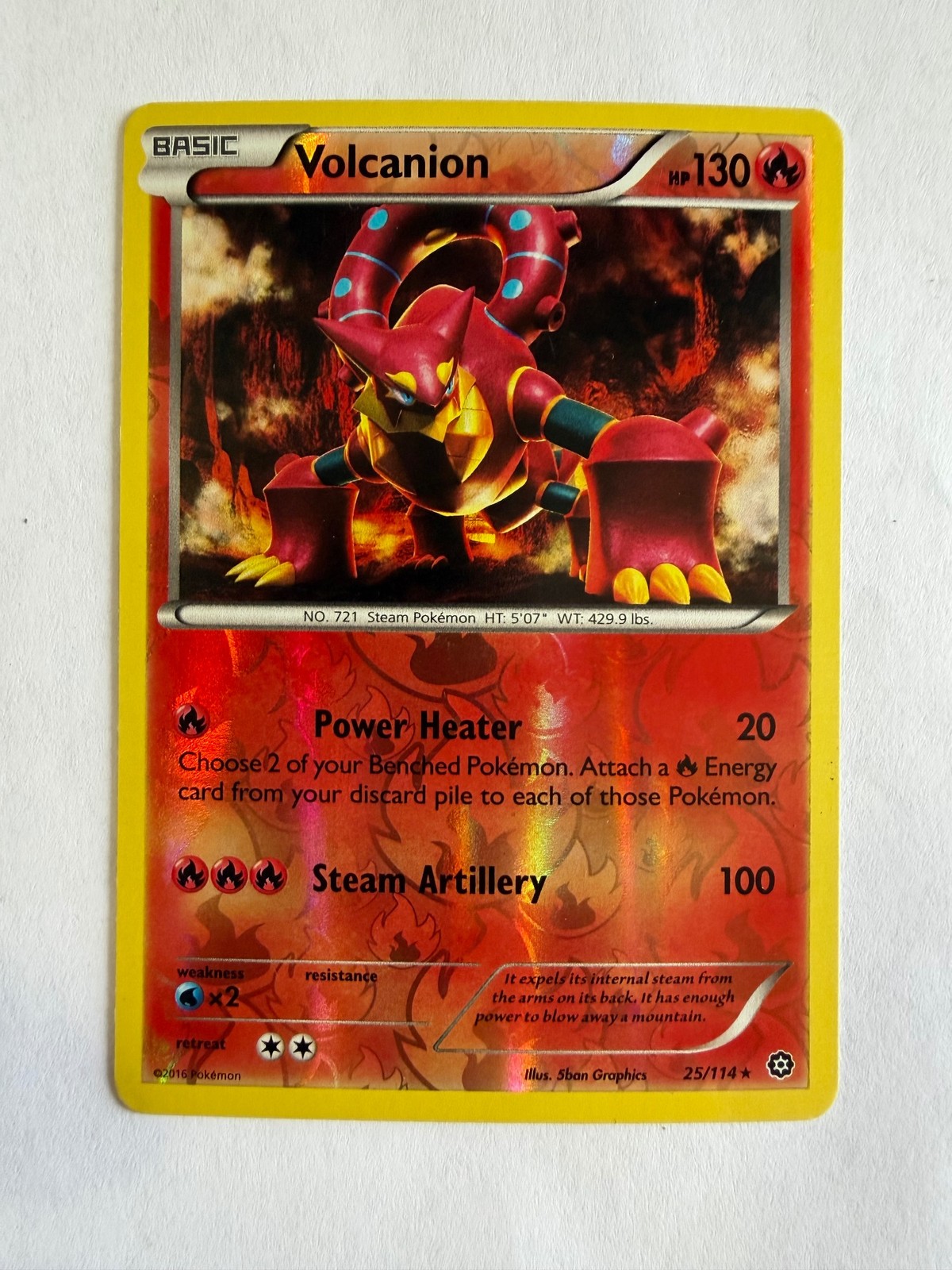 Volcanion 25/114 Rare Steam Siege Pokemon Reverse Holo Near Mint
