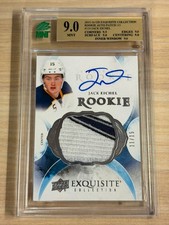2015-16 UD Exquisite Collection Rookie Patch Auto Jack Eichel 11/15 MNT 9
