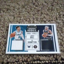 2020-21 Panini Contenders Rookie Ticket Dual Swatches RJ Hampton LaMelo Ball 