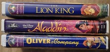 Disney Classics VHS Lot Lion King Aladdin Oliver & Company Tested