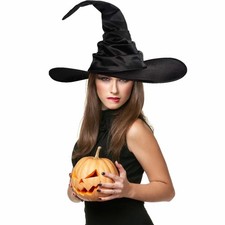 Black Halloween Witch Hat, Wizard Costume Accessory for Cosplay Parties