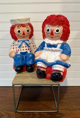 Vintage Raggedy Ann & Andy Dolls Coin Collectible Plastic Piggy