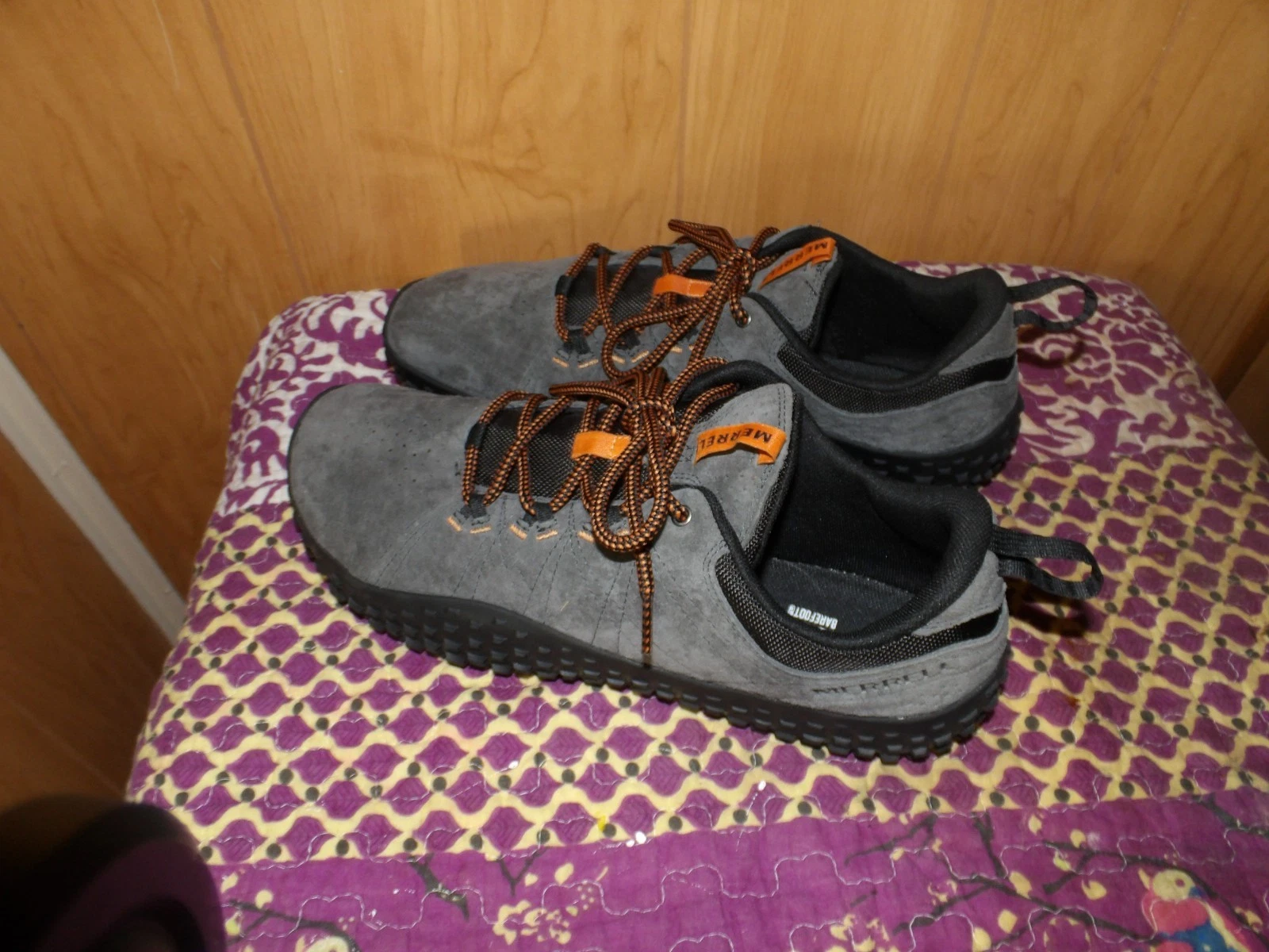 Mens Merrell Barefoot Wrapt Quantum Grip Gray Hiking Shoes Size 12 J036009