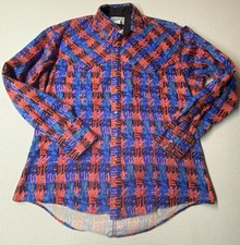VTG Rockmount Shirt Mens M Red Blue Oversized Cape Western Pearl Snap Ranch USA