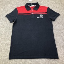 Sergio Tacchini Polo Shirt Mens Small Blue Red New Young Line Logo Tennis