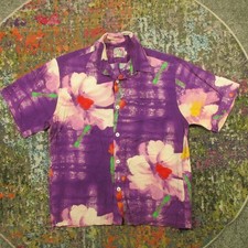 Vtg Jams World Shirt Men M Button Up Purple Passion Abstract Floral Rare USA EUC