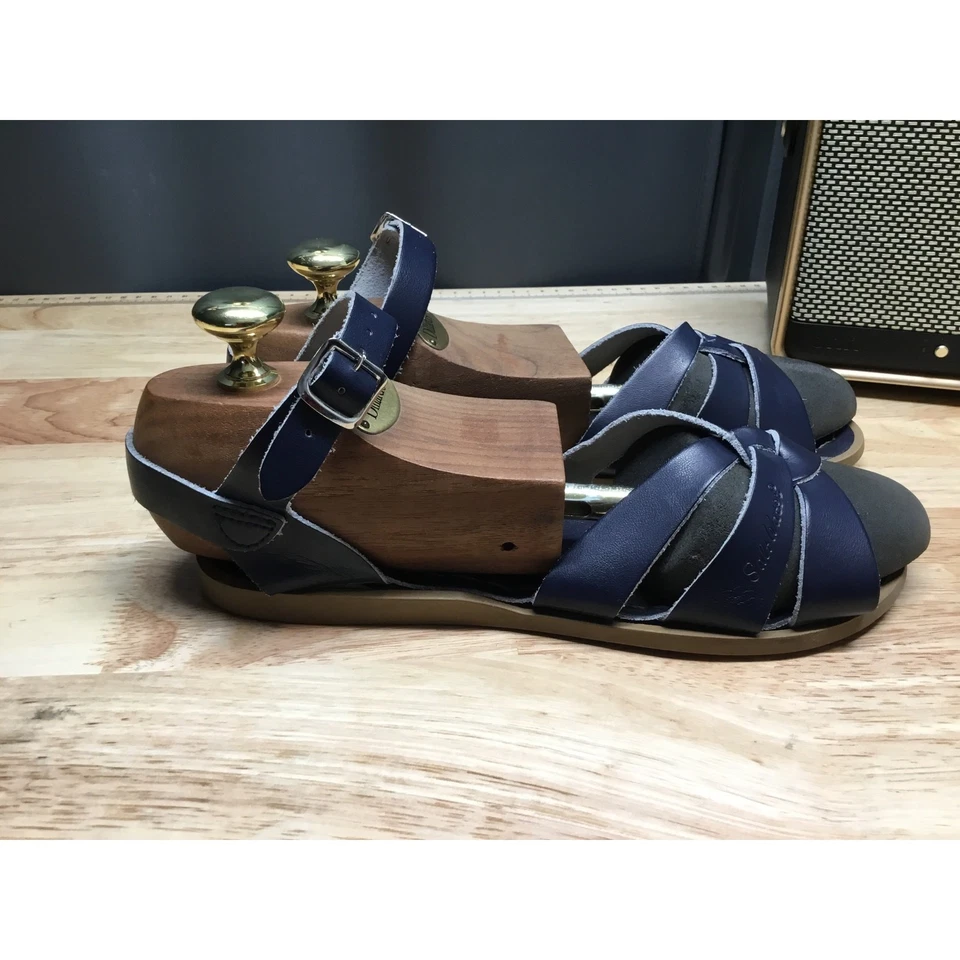 Salt Water Sun-San Swimmer Sandals Kids 5 Navy Leather Buckle Open Toe Comfort - Image 3 of 4