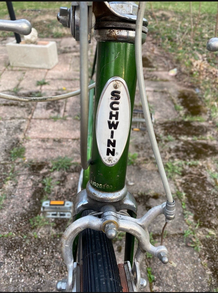 Bicicleta de Carretera Colegiada Schwinn Años 70 Velocidad Media Acero Verde EE. UU. Chicago Bicicleta Foto 2 de 4