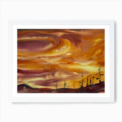 Sunset In The Mountains Art Print Framed Wall Art Poster Canvas Print Picture