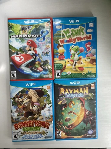 Nintendo Wii U 4 Game Bundle Donkeykong Mariokart 8 Rayman Legends Yoshi