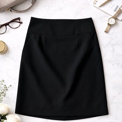 Banana Republic Black Wool Pencil Skirt Wmns 6 Lined Pockets Career Office Work