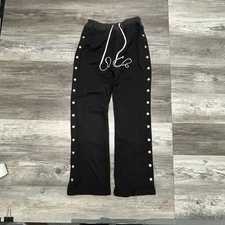 Rick Owens Drkshdw Pants Small Black Heavy Sweat Pusher Button Fly Snaps Cotton
