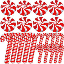 23Pcs Christmas Candy Cane Foil Balloons for Xmas Photo Backdrop Candies Theme N