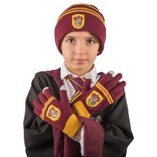 Harry Potter Kids Gryffindor Gloves and Beanie Set One Size