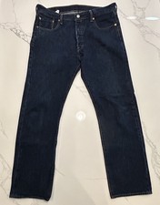Levis 501 Jeans Men  s 36x32 Dark Wash Blue Straight Leg Button Fly