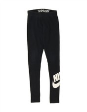 NIKE Womens Graphic Leggings UK 4 XS Black Cotton BX04