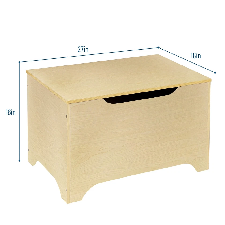 Caja de juguetes para niños - Cofre de almacenamiento de madera con bisagra de seguridad, organiza juguetes, bo... Foto 3 de 4