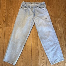 Bugle Boy 7M Looser Jeans Mens 34x30 Baggy Leg Blue Denim Gold Crest Y2K