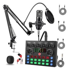 Podcast Equipment Bundle, V8s Sound Card with BM-800 1 BM800 Microphone