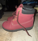 Unisex Kids Red/Black Lace-Up Ankle Bootie Synthetic Upper Rubber Sole 5 — photo 1
