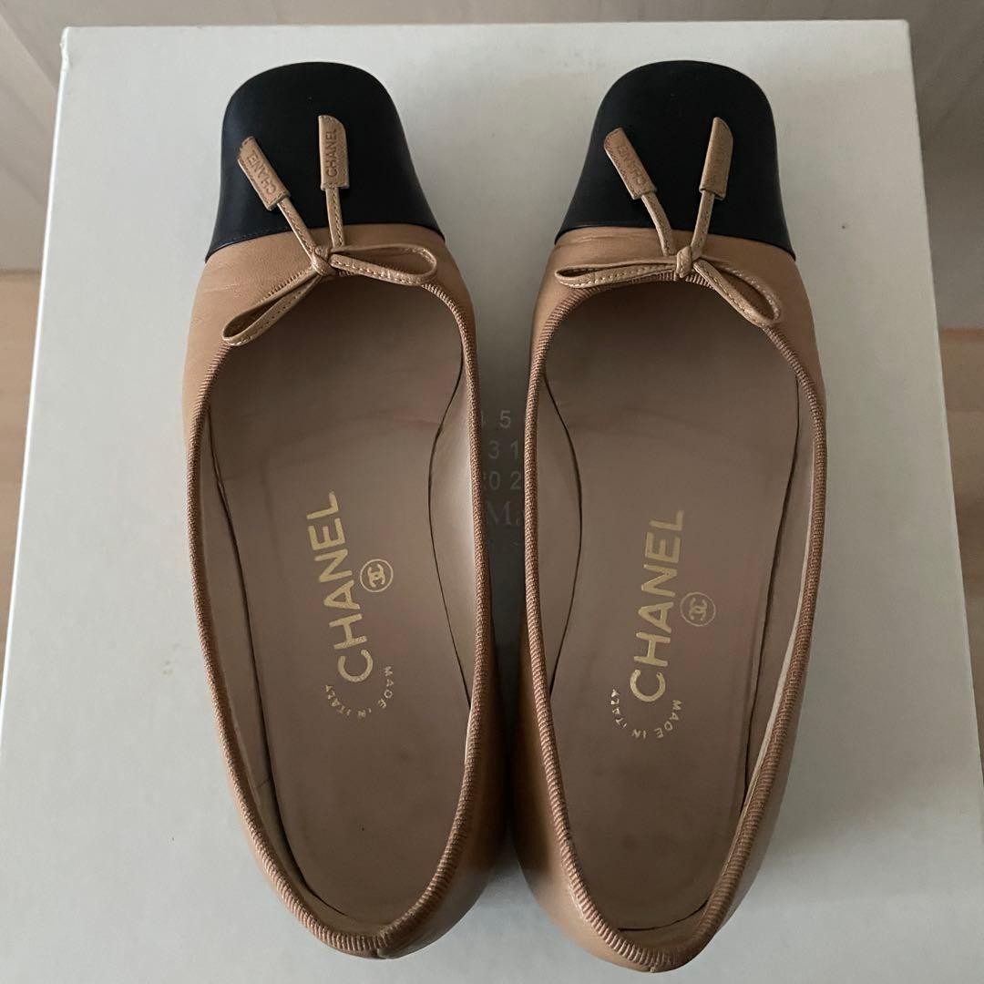 Chanel Low Heel Pumps Beige With Ribbons Size 35.5 US About5.5 For Women thumbnail 16