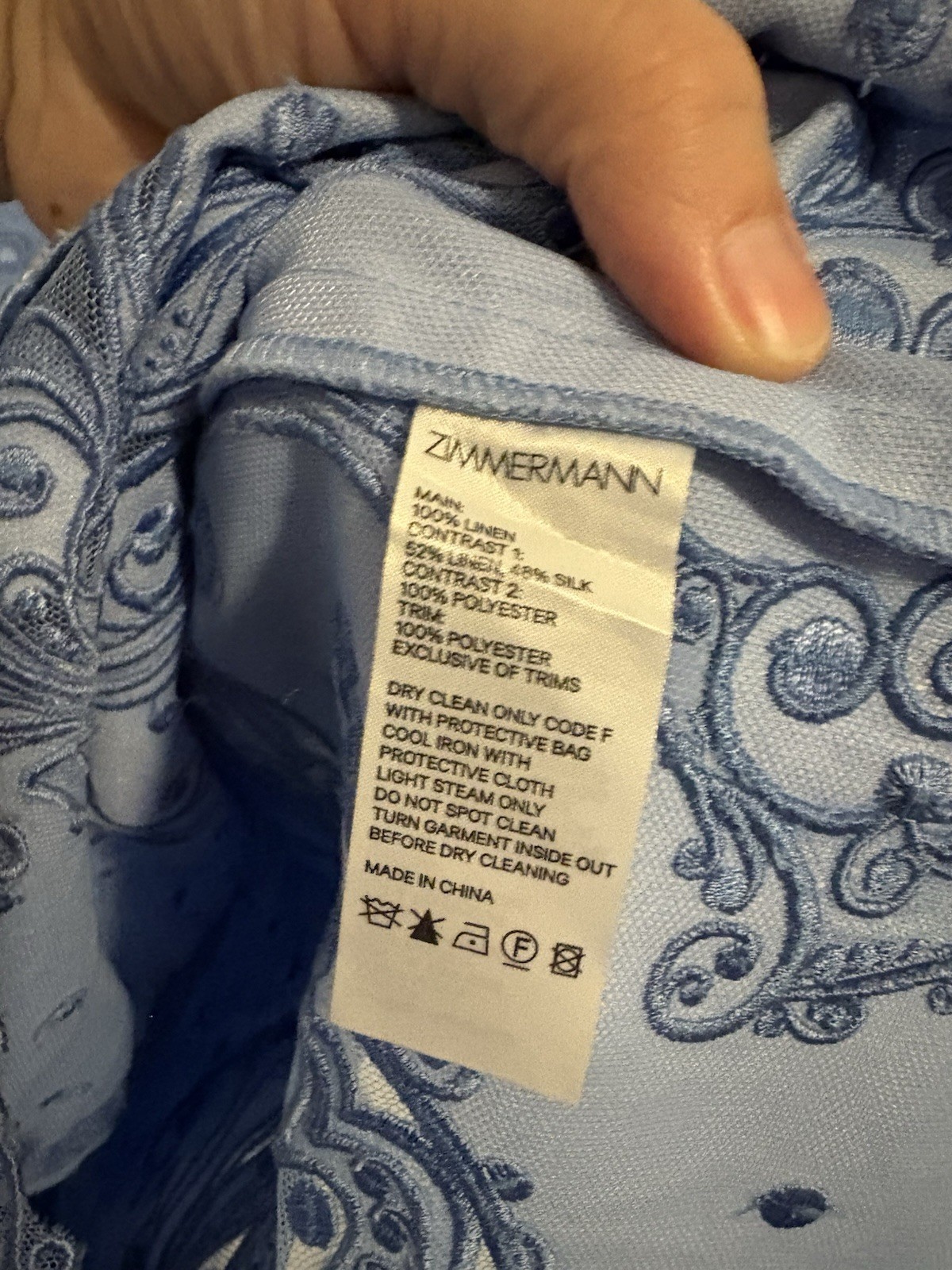 Zimmermann Super Eight Embroidered Mini Dress Size 1 / AU 10 / US 6 Cornflower