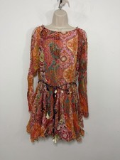 ZARA $89 WOMAN PRINTED SHORT MINI Dress Large MULTICOLOR Shell Details Belted