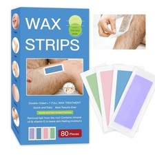80PCS Wax Strips Hair Removal Body Face Depilatory Kit with Oil Wipes