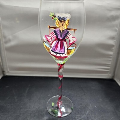 Block Basics 12 Days of Christmas Goblet 8 Maids A-Milking Hand Painted 9 Inch