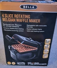 BELLA Rotating Square Waffle Maker (One-Flip) model 22898 -Intertek 1000W New