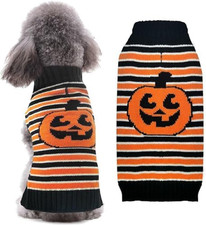 Maglione per Cani Di Halloween, a Righe, Zucca E Gatti, per Cani Di Taglia Picco