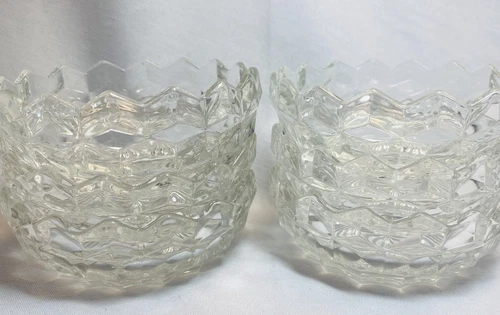 6 Fostoria American Clear Cubist Berry Bowls 4.25”D Set of 6