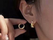Stainless Steel Vintage Elegance Huggie Earrings for Women Men, Hoop Ear 