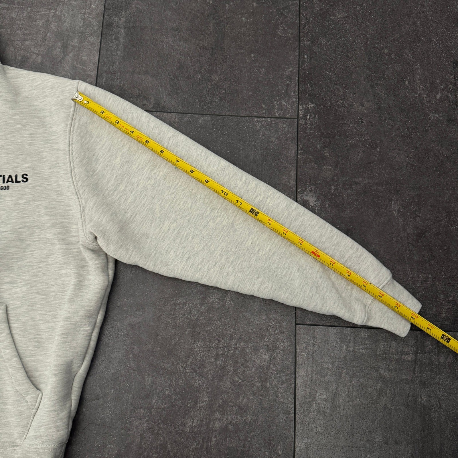 Fear of God Essentials Hoodie Heather Oatmeal Grey XS Small Logo Pullover thumbnail 4