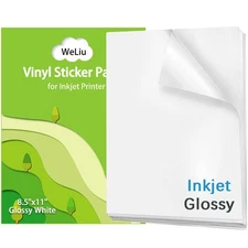 Printable Vinyl Sticker Paper for Inkjet Printer - Glossy White - 21 Waterpro