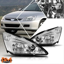 For 03-07 Honda Accord JDM Chrome Housing Headlight Clear Side Corner Lamps Pair